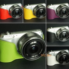 For Sony NEXC3 Handmade Genuine Real Leather Half Camera Case Bag Cover