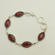 Bracciale Simulato Rubino Gemma Etnico Fatto a Mano Gioielli 14 Gms Regalo AB 47486