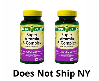 Spring Valley Super Vitamin B-Complex Tablets, 100 Ct Each (2 Pack)