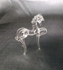 Mini Clear Glass Horse Figurine Prancing Horse Pony Figure Animal Equestrian New