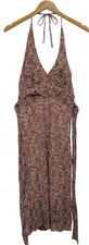 90's vintage Frenzii womens small midi dress open back halter paisley viscose