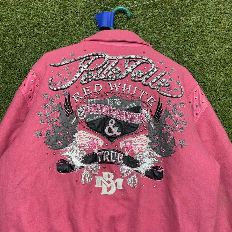 Chaqueta Pelle Pelle Vintage Mujer XL Roja Blanca y Verdadera Edición Limitada Lana Rosa Foto 2 de 4