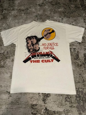 Vintage 1988 Metallica & The Cult Tour T-Shirt Rare Rock Band 80s Tee