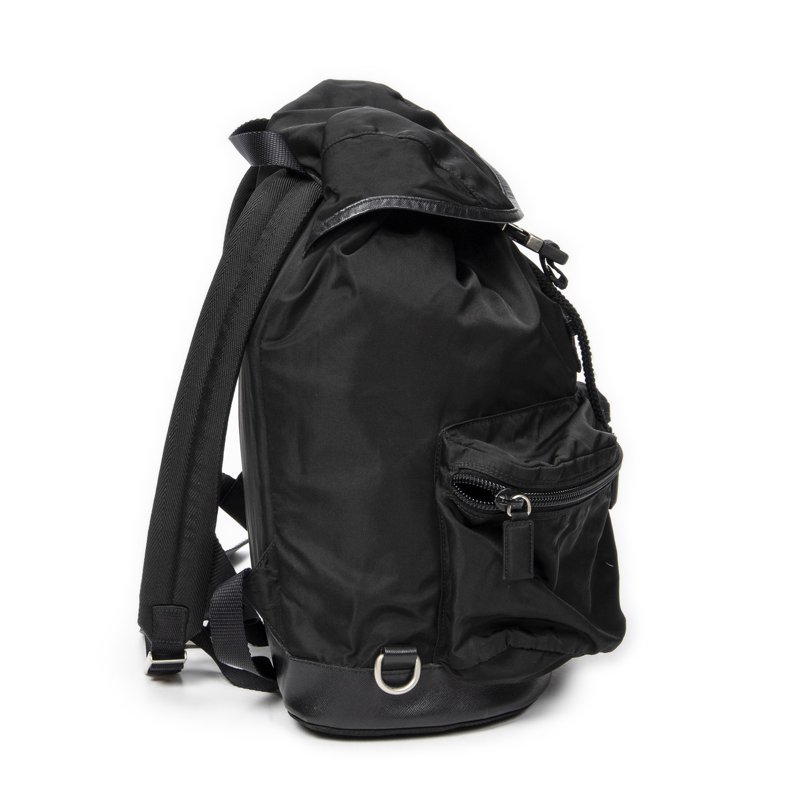 Prada Black Double Pocket Drawstring Backpack Bac… - image 4