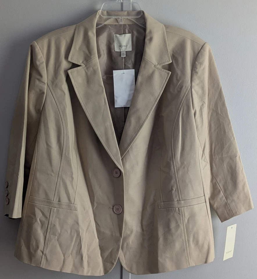 Blazer Jacket Sejour Women's Size 18W Brown Khaki - Image 2 of 4