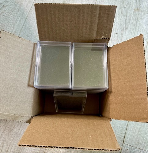 17x LOT of 25 COUNT CLEAR 2-PIECE plastic CARD STORAGE BOX Slider Case Excellent