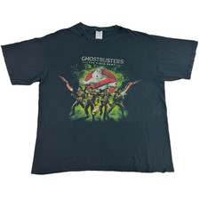 Vintage Y2K Ghostbusters Distressed T Shirt Mens XL Video Game Movie Promo Black