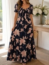 Baltic Born Hilaria Maxi Dress Navy Blush Floral Smocked Cottagecore NWT