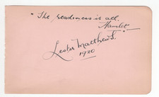 Lester Matthews Signed Page 1920 / Autographed Actor Werewolf of London