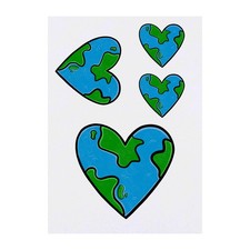 4 x 'Earth Heart' Temporary Tattoos / Transfers TO00038051 