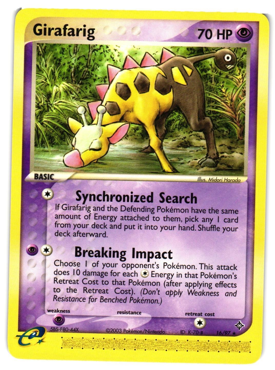 Pokémon TCG Girafarig 16/97 EX Dragon Regular Rare VLP