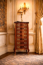 Semainier commode style baroque 7 tiroirs marqueterie marbre d'un château