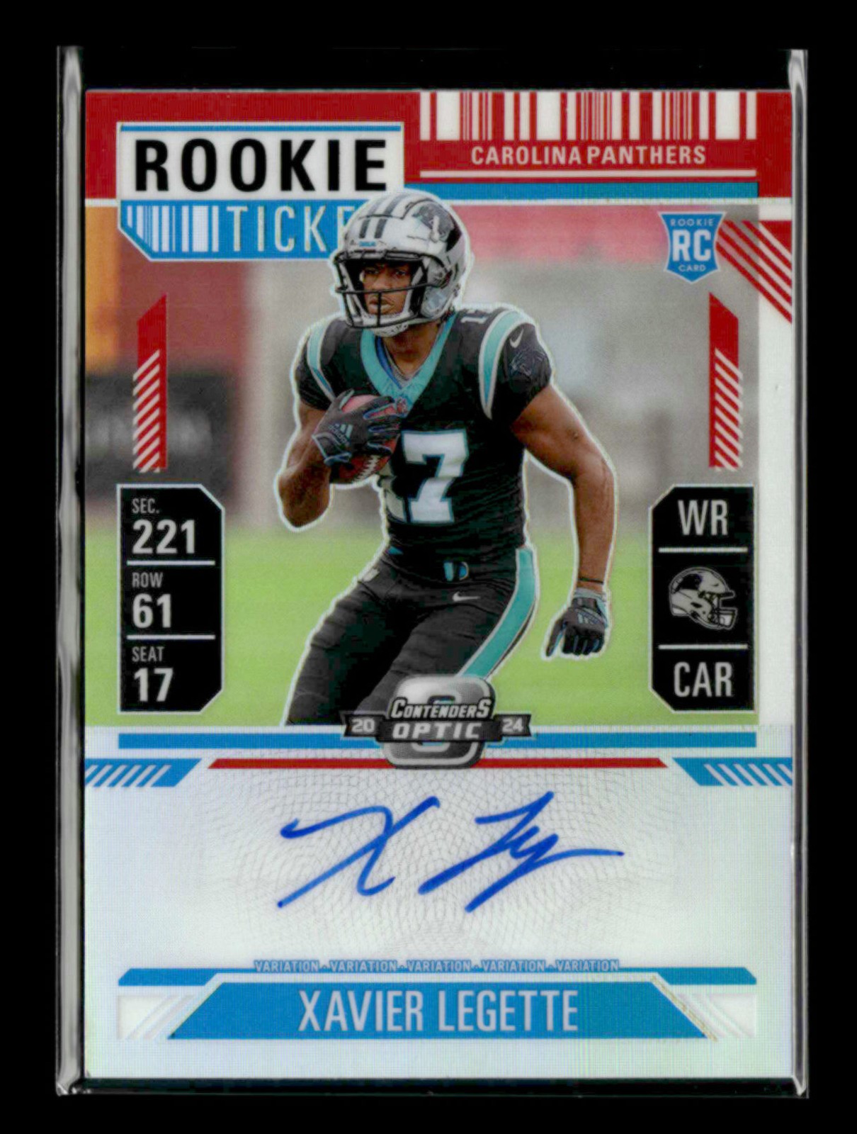 Xavier Legette 2024 Contenders Optic Rookie Ticket RC RPS Auto Variation Red /99