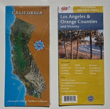 Lot of 2 Vtg California Los Angeles OC Paper Road Maps Highway City Street Maps