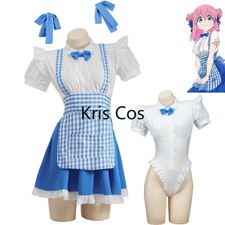 Anime Bocchi The Rock Gotoh Hitori Cosplay Costume Wig Blue Lattice Lovely