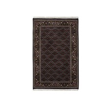 3'x5'2" Black Hand Knotted Wool Herrita 175 KPSI Rug R64117