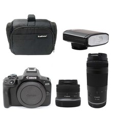 Canon R50 Camera + RF-S 18-45mm + RF 75-300mm Lenses + Bag + Flash