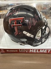 WES WELKER AUTOGRAPHED TEXAS TECH RED RAIDERS SPEED MINI HELMET W/coa