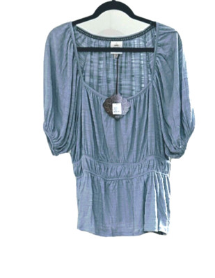 Knox Rose Women's Blue Raglan Short Sleeve Textured Shirt Powder Blue - Size 1X
