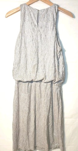 Jackie Jon Womens Dress Rhinestone Neck Metallic Silver Elastic Waist Size 12 - Picture 3 of 7