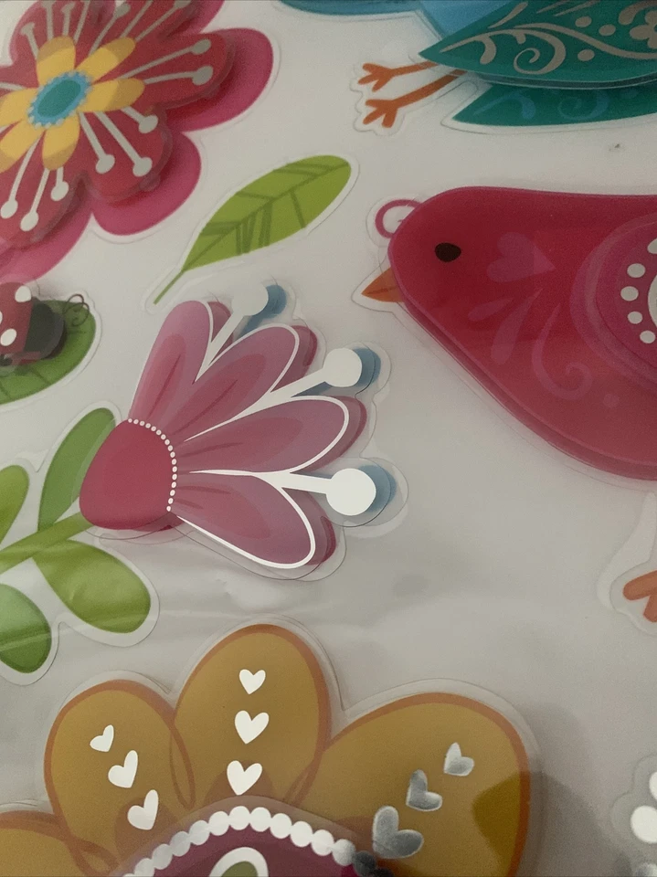 Stickers 3D Fleurs et Oiseaux déco chambre repositionnable - Photo 3/4
