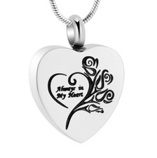 Heart Urn Necklace for Ashes - Cremation Jewelry Keepsake Memorial Pendant Rose