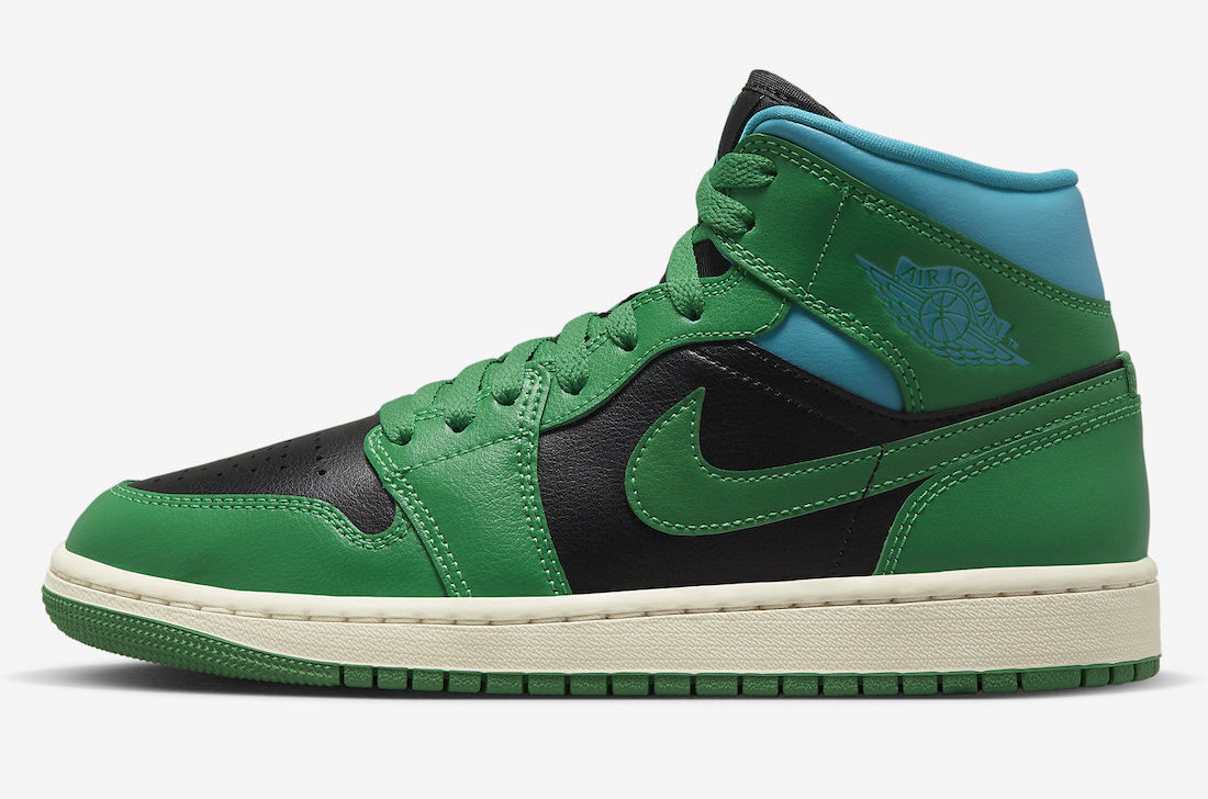 Air Jordan 1 Mid Black/Aquatone/Sail-Lucky Green BQ6472-033