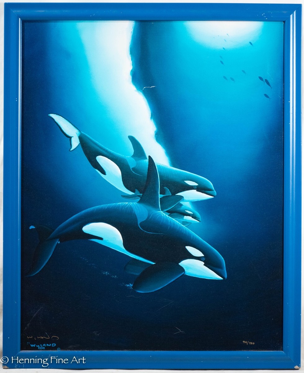 Beautiful Wyland Orca Trio Signed Canvas Print Limited Edition