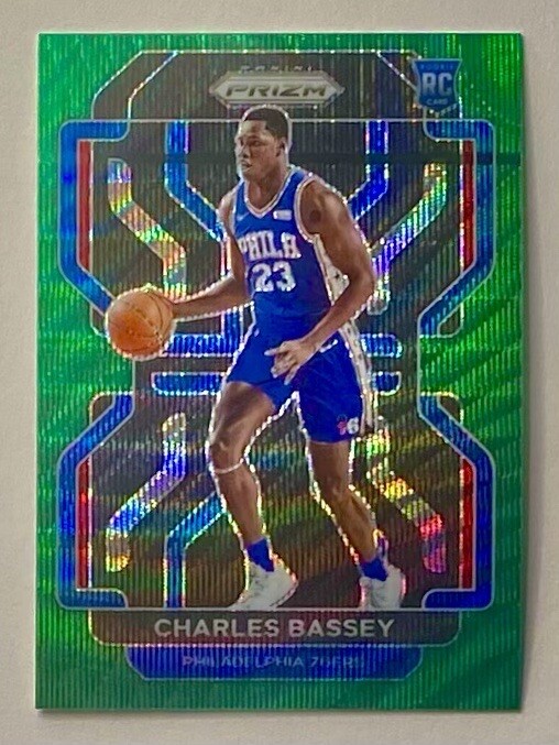2021-22 Prizm Charles Bassey Green Wave Prizm Refractor Rookie SP RC #304 Rare
