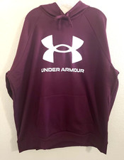 Men's Under Armour Rival Fleece BIG LOGO Hoodie 2XL DARK RED KAGAROO POCKET LAST