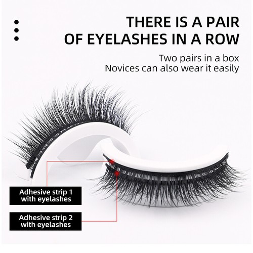 2 Pair Reusable Self Adhesive False Eyelashes Natural Long Thick Fake Eye Lashes - Picture 17 of 23