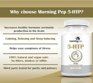 5-HTP Supplement 120 Count 200 mg per Caps with Added Vitamin B6 by Morning Pep