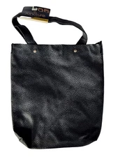 Juncture Tote Bag: Buttons Clasps, Works As Purse Or Crossbody Bag: Black