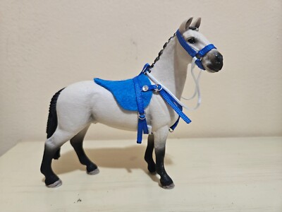 Schleich Horse Bare Back Saddle Set Blue With Bridle & Breast Collar Handcrafted
