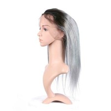 12A FREE WAY PARTING BRAZILIAN ROUND LACE 360 FRONTAL 1B/SILVER GREY FAST SHIP