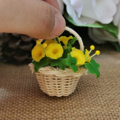 Flower Yellow Bouquet 3 Bunches Morning Glory Flower Miniature Dollhouse Decor