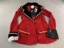 California Costume Collections Jacket Womens L Red Pirate Coat Gold Trim Lace