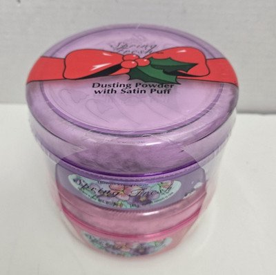 Vtg Belcam Spring Fresh Dusting Powder w Satin Puffs 2-pk SEALED