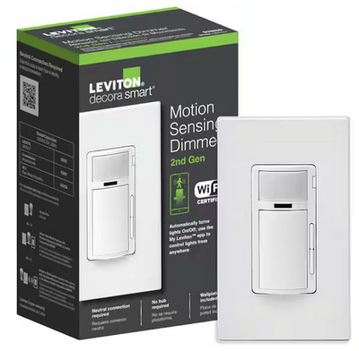 Decora Smart  Motion Sensing Dimmer, Leviton, Wi-Fi 2nd Gen, White  SHIPS FREE 