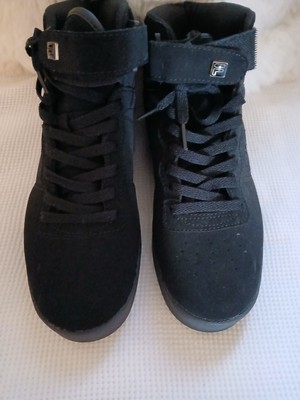 LADIES  FILA  BLACK HIGHTOP LEATHER