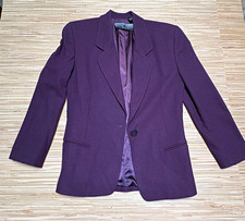 Linda Allard Ellen Tracy 100 Wool Blazer Purple One Button Size 6 Petite