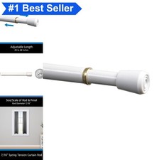 Adjustable Tension Curtain Rod 7/16 Inch 28 to 48 Inches White For Small