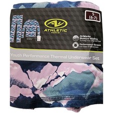 Athletic Works Youth Performance Thermal Underwear Set Girls S 6-7 Multi-Color
