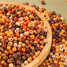 ToBeIT 500Pcs Colored Wooden Beads Round Brown Wood Bead Colorful 10mm, brown