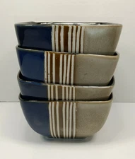 4 Elama Downtown Loft Stoneware Soup/Cereal Bowls 5.75"W X 3.5"H Blue