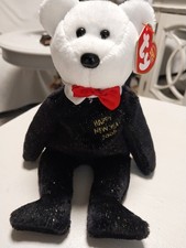 Ty Beanie Baby - COUNTDOWN The Happy New Year Bear - (Glitter Tuxedo) 2005 MWT