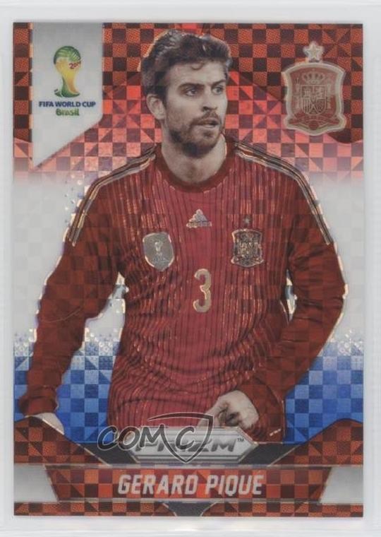 2014 Panini Prizm World Cup Red White & Blue Power Plaid Gerard Pique #171 0m1s