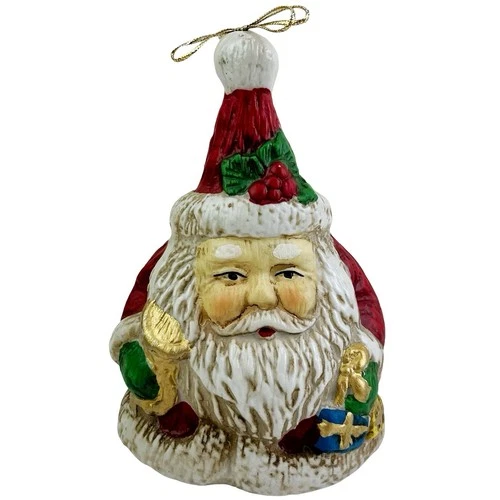 Vintage Artmark Santa Claus Bell Ornament Figure Old World Christmas Ceramic 5"