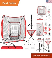 7x7' Baseball Net Set - Red - Portable