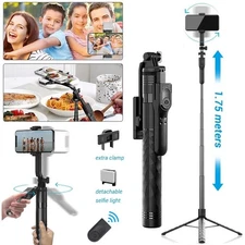 68" Wireless Selfie Stick Tripod Stand Foldable Remote For Phone Live Streaming